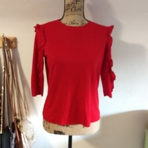 NWOT Zara Small Red Holiday Sweater Ruffles